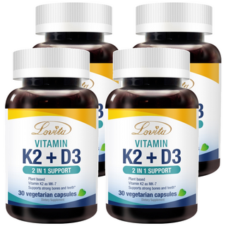 Lovita 維生素K2 + D3素食膠囊 0.4g, 30顆, 4罐