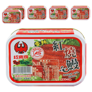 紅鷹牌 香辣紅燒鰻 3入 台灣宜蘭在地製造 下酒好佐料, 100g, 6罐