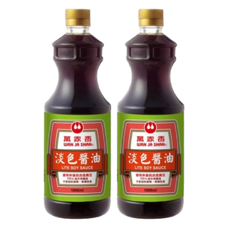 萬家香 陳年淡色醬油 (Lite), 1000ml, 使用非基因改造黃豆, 不添加防腐劑, 無焦糖色素, 1L, 2瓶
