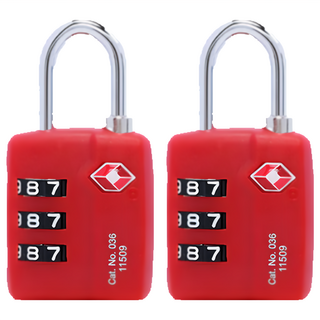 Travel Blue 英國藍旅 TSA行李箱密碼鎖 Set 兩入組, PVC塑料+合金金屬, 英國設計台灣製造, 三色可選, 5.5 x 3 x 1.5cm, 紅色