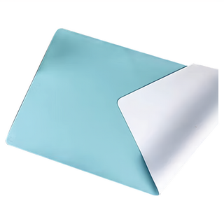 QiMart 高質感雙面皮革超大滑鼠墊 餐墊 淺藍灰款 防水易清潔, 1個