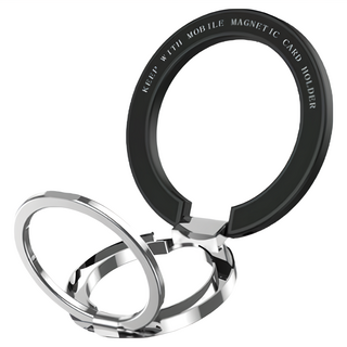 HONG JIN 宏晉 金屬磁吸雙環支架, 金屬黑, 1個