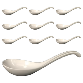 大同磁器 中湯匙 - 優質陶瓷湯匙組 簡約設計 輕鬆享受美食時光, 白色, 10支