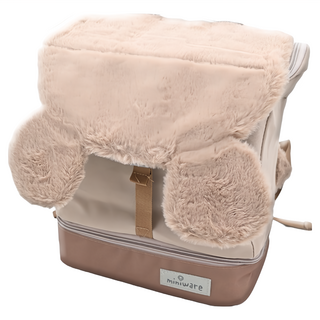 Miniware 微兒 毛毛動物兩用背包, 獨特棕熊卡通造型 多層收納 保溫保冷, 37.8 x 12.9 x 35.8cm, 嘿吼棕熊