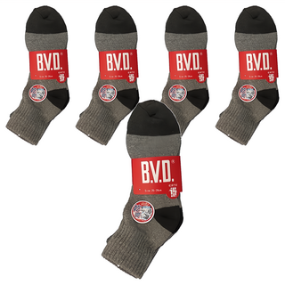 B.V.D. 男款1/2氣墊襪5雙入-竹炭款，厚款，Y型速乾纖維, 竹炭款 顏色隨機, 25-26cm