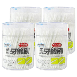 奈森克林 葉形牙籤刷 紫外線殺菌處理, 0.1cm, 300支, 4罐