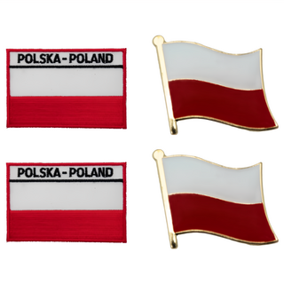 A-ONE 匯旺 國旗刺繡 + 國旗別針 Set DIY國旗刺繡徽章 8 x 5 cm 背部自黏膠, 波蘭國旗, 2組