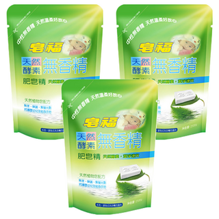 皂福 無香精天然酵素肥皂精 補充包, 添加酵素去除污漬, 自然清潔力, 嬰幼兒衣物適用, 1.5kg, 3包