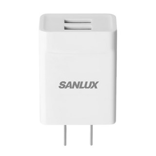 SANLUX 台灣三洋 2PORT USB 充電器 2100mA 雙USB插孔配置 PC防火材質 國際電壓支援, SYUC_M2P210, 1個
