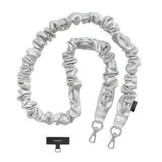 MAGEASY Scrunchie Strap 掛繩 + 掛繩片組, 皮革銀, 1組