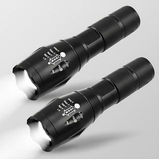 AHOYE 變焦多段閃爍LED手電筒 T6 經典款 LED強光手電筒, 2支