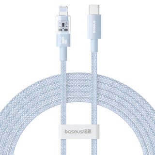 Baseus 倍思 透明CD系列 Type-C-Lightning 20W 快速充電線, 2m, 星海藍, 1條