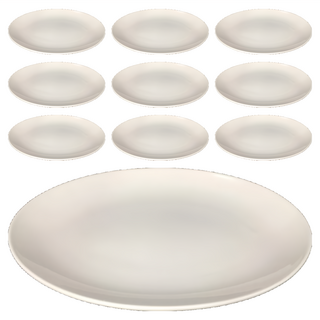 大同磁器 隋圓長皿 10吋 P1203 - 簡約陶瓷餐盤, 白色, 10個