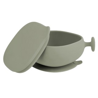 BBox 矽膠附蓋握把吸盤碗 安全矽膠材質 附蓋設計, 莫蘭迪綠, 1個