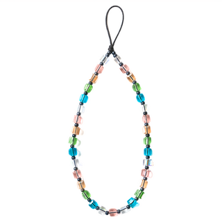 ekax 水晶方珠手腕繩, 棉繩水晶玻璃五金材質, 19.5±2公分, 暮光彩, 1條