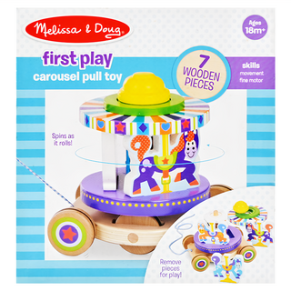 Melissa&Doug 瑪莉莎 益智 幼兒啟發 旋轉木馬拉繩拖車, 1組