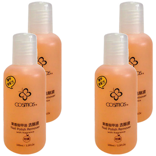 台灣 COSMOS 果香指甲油去除液 柑橘/葡萄/蘋果 款式隨機, 100ml, 4瓶