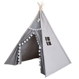 KIDMORY 凱麥瑞 印地安兒童遊戲帳篷, 通過美國玩具認證，採用純棉帆布製作, 120 x 120 x 16cm, 紳士灰, 1個