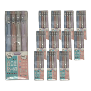 TEMPO 節奏牌 菱格自動中性筆 0.5mm, 藍色 + 紅色 + 黑色 + 紫色, 12盒