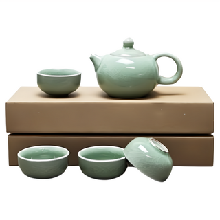 西施壺套組，容量200ml茶壺，容量50ml茶杯, 壺 + 杯子4個, 翠玉青, 1組