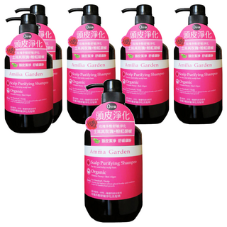 Amma Garden 艾瑪花園 玫瑰多酚舒敏淨化洗髮精 75%有機成分 蘆薈 石榴 巴西莓 迷迭香等植物精萃, 750ml, 6瓶