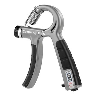 可計數5-60kg調節握力器, 1個, 16 x 11 x 2.3cm, 灰色