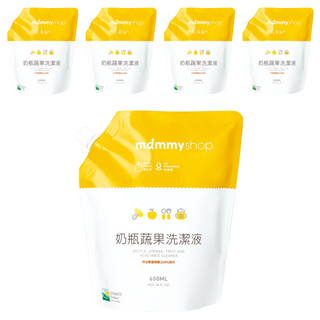 mammyshop 媽咪小站 奶瓶蔬果洗潔液補充包, 600ml, 5包