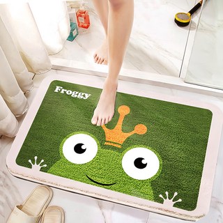 半島良品 仿羊絨吸水防滑地墊, 大眼蛙 綠色
