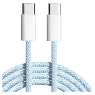 Type-C to Type-C 馬卡龍色編織3A快速充電傳輸線 多色可選, 1.5m, 藍色, 1條