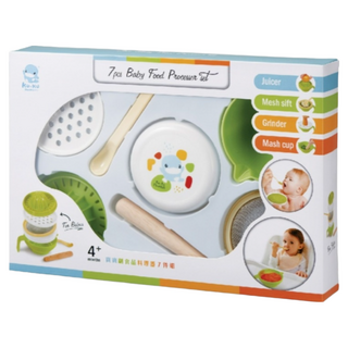 KU.KU Duckbill 酷咕鴨 寶寶副食品料理器組7件組, 不含BPA 安全無異味, 榨汁器 + 研磨器 + 濾網 + 幼兒匙 + 杯蓋 + 搗物杯 + 搗碎棒, KU5307, 1組
