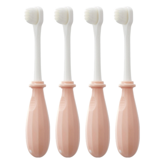 KU.KU Duckbill 酷咕鴨 極細兒童萬毛牙刷, 80微米絲徑, 柔軟刷毛, 清潔舌苔, 嬰粉色, 1入, 4支