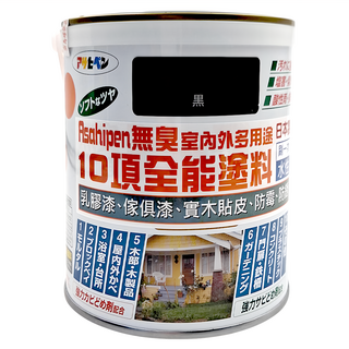 ASAHIPEN 無臭室內外多用途10項全能塗料, 黑色, 700ml, 1罐