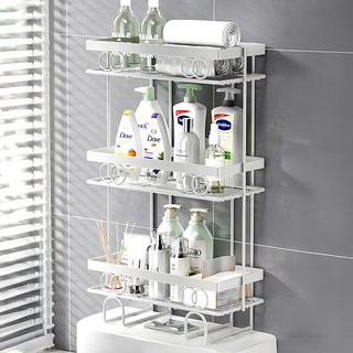 費歐家 三層圓環雕花馬桶水箱置物架,浴室收納好幫手,免釘安裝, 白色, 1個