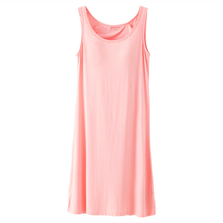 NEW FORCE 莫代爾附胸墊涼感彈性睡裙 - 柔軟舒適，多色可選, XL, 粉色