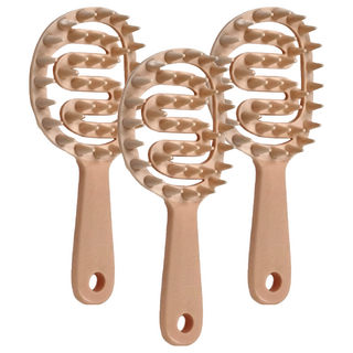 舒壓清潔按摩洗髮梳 頭皮止癢梳 ABS材質 蜜桃粉 香芋紫 杏仁白, 3個