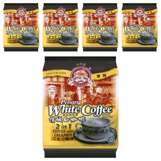 COFFEE TREE 咖啡樹 牌金裝檳城白咖啡 二合一 咖啡和奶精, 30g, 15包, 5袋