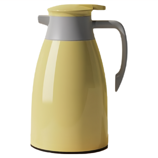 Mass 雙層保溫壺/熱水瓶 小 鵝蛋黃 1L 長效保溫保冷 一鍵按壓出水, 1個