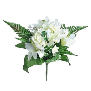 Meric Garden 仿真唯美玫瑰百合花束, 9-11朵玫瑰花+百合, 1組