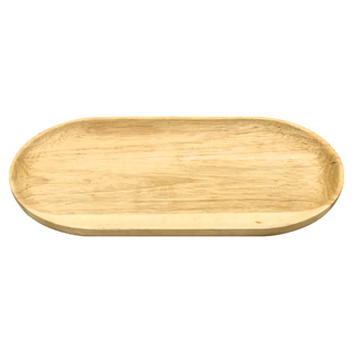 菊川本味 橡膠木盤 長條橢圓, 木色, 1個