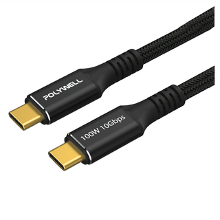 POLYWELL 寶利威爾 黑金剛 USB3.2 Gen2 10Gbps 100W Type-C 高速傳輸充電線, 1m, PW15-W45-M821, 1條