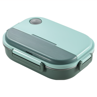 MASIONS 美心 可微波 PREMIUM 皇家316不鏽鋼分隔保溫便當盒 五格 附餐具/湯碗, 1個, 綠色