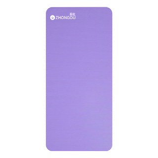 ZHONGOU 長紅 NBR加厚款瑜珈墊/防滑墊/地墊 厚10mm YG16 贈綁帶+背袋+拉力繩或拍拍球(顏色款式隨機), 紫色, 1片