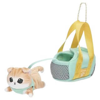 貓福珊迪 可愛造型玩偶吊飾鑰匙圈 MF026 16 x 12cm 60g, 16cm, 帶貓出門 米色 + 綠色 + 黃色, 1個