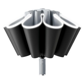 反向自動傘 10骨黑膠 黑膠+黑鋼+纖維傘架 晴雨兩用 強韌抗風 夜間反光, 深空灰