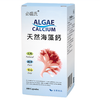 必盛氏 天然海藻鈣 600mg 純淨 安心 易吸收, 100顆, 1瓶