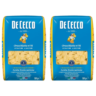 DE CECCO 得科 貓耳朵麵 NO.91, 杜蘭小麥製成 口感Q彈有嚼勁 適用拌炒料理, 500g, 2包