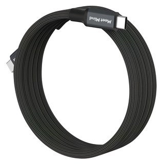 Meet Mind X Magtame 磁性快收納充電傳輸線 240W大功率 20Gbps 快速傳輸 鋁合金加固外殼 48支尼龍編織線, 1m, 雷電版 黑色, 1盒