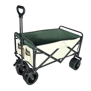 戶外10吋雙煞車越野折疊手拉推車 附推車收納袋 98 x 57 x 51cm 8.9kg, 米綠色, 1個