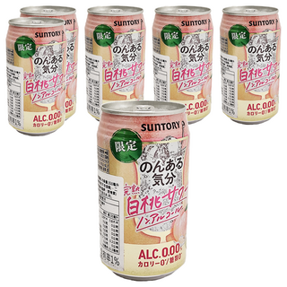 SunTORY 三得利 完熟白桃飲料 日本進口 清爽水果風味 無酒精安心飲用, 350ml, 6罐