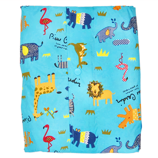 動物家家酒兒童前開式雨衣, 藍色, L